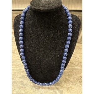 Oops A Daisy Navy Blue Resin Beaded Vintage Strand Necklace